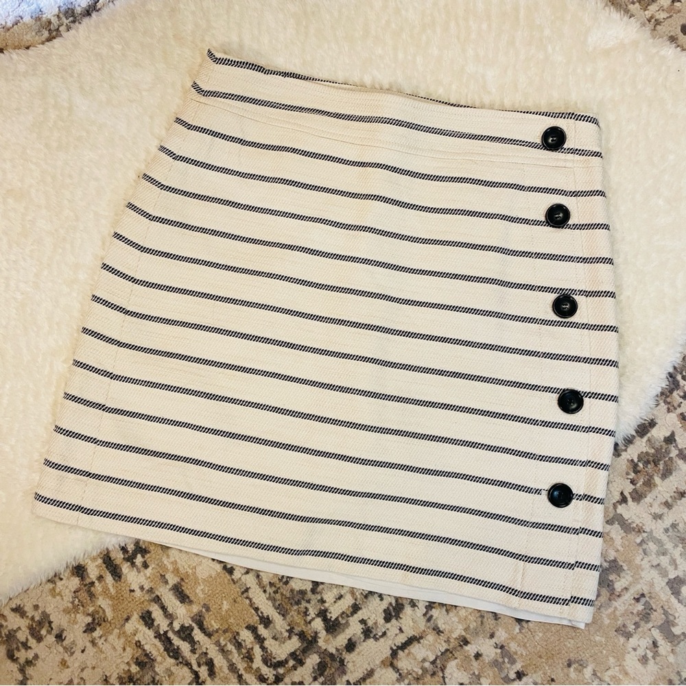 Ann Taylor Ivory and Black Striped Mini Skirt